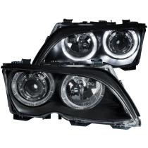 BMW 3 Serie E46 4DR 2002-2005 Projector Strålkastare Med Halo Svart ANZO